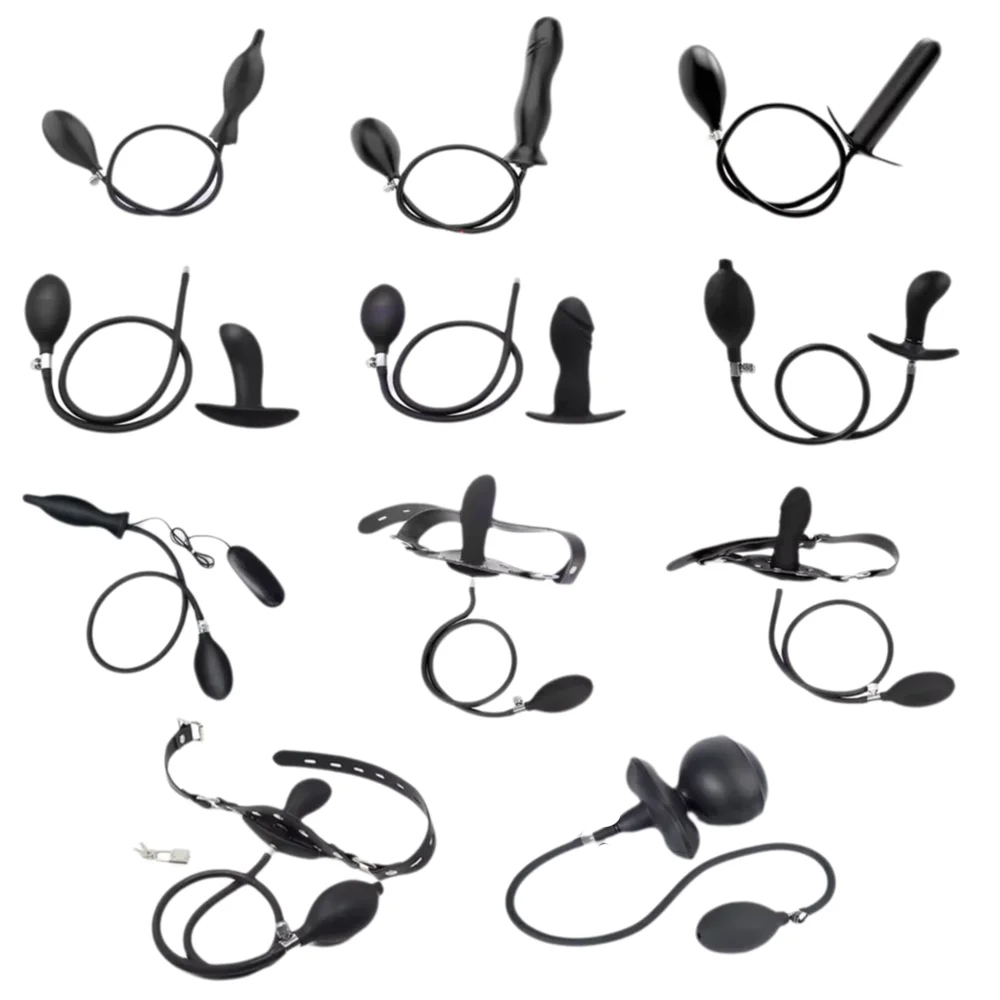 Pene gonfiabile in Silicone/bavaglio a sfera Dildo orale spina a bocca aperta pompa espandibile grande Plug anale anale vibratore BDSM Flirt strumenti del sesso