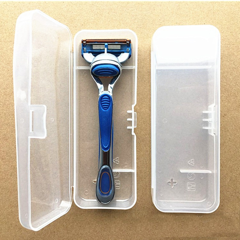 2 pçs/lote homens universal caixa de armazenamento de barbeador alça completa transparente caso de plástico caixas de barbear eco-friendly caixa de barbear de alta qualidade