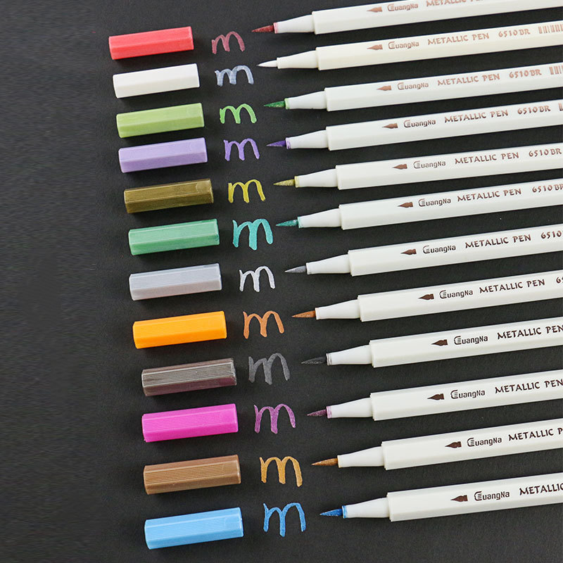 12 Colors Metallic Marker Pen Medium Point Metallic Markers for Rock Painting, Black Paper, Card Making, Scrapbooking Crafts