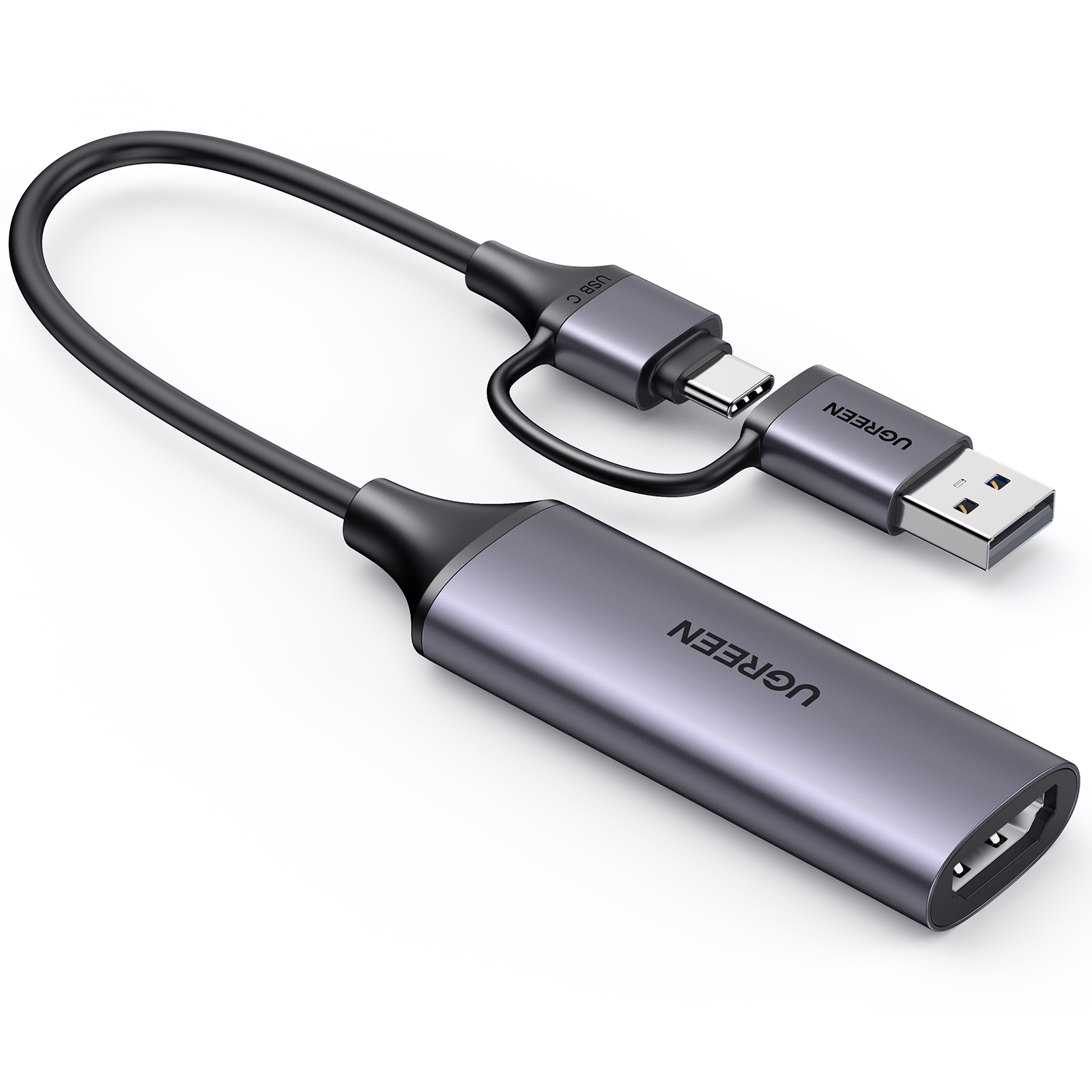 UGREEN HDMI-карта видеозахвата 1080P при 60 Гц HDMI-USB Type C Video Grabber Box для ПК Компьютерная камера Запись потоковой передачи в реальном времени