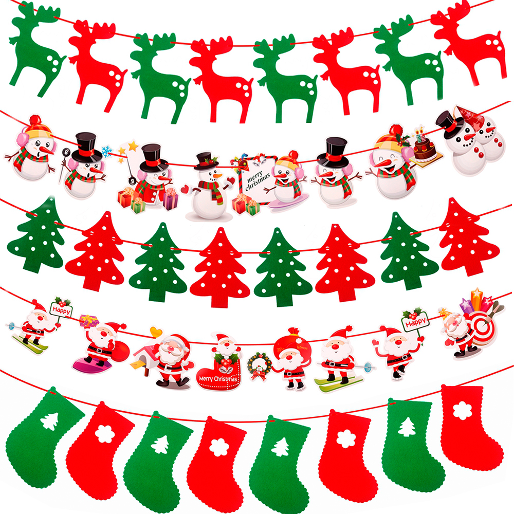 Feliz natal banner papai noel elk guirlanda enfeites de árvore de natal pingente decorações de natal para casa ano novo