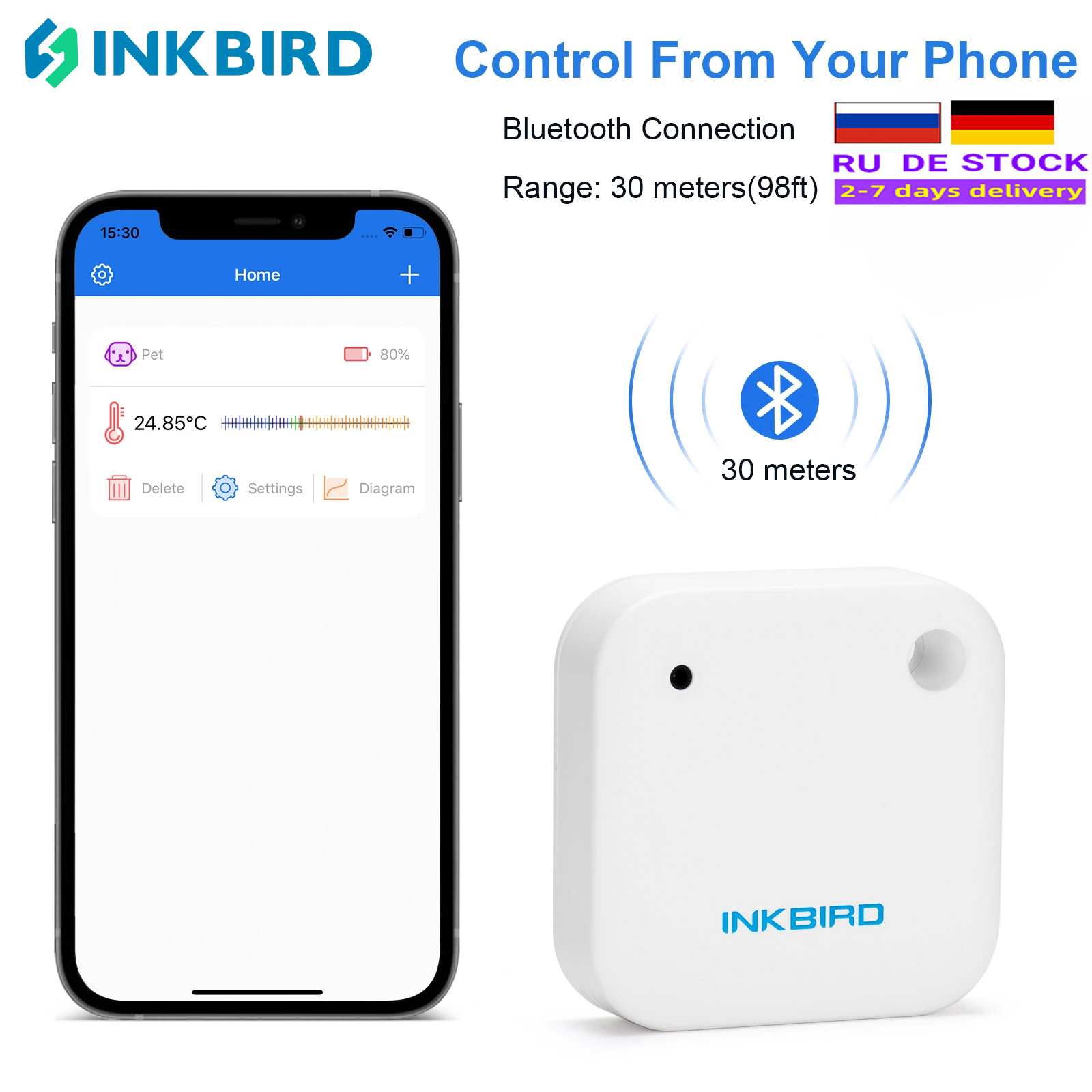 IBS-TH2 Bluetooth Chống Nước Từ Trong Nhà Tiện Lợi Nhiệt Độ Cảm Biến Đo Nhiệt Kế Đo Ứng Dụng Báo Động Điều Khiển Từ Xa Dữ Liệu