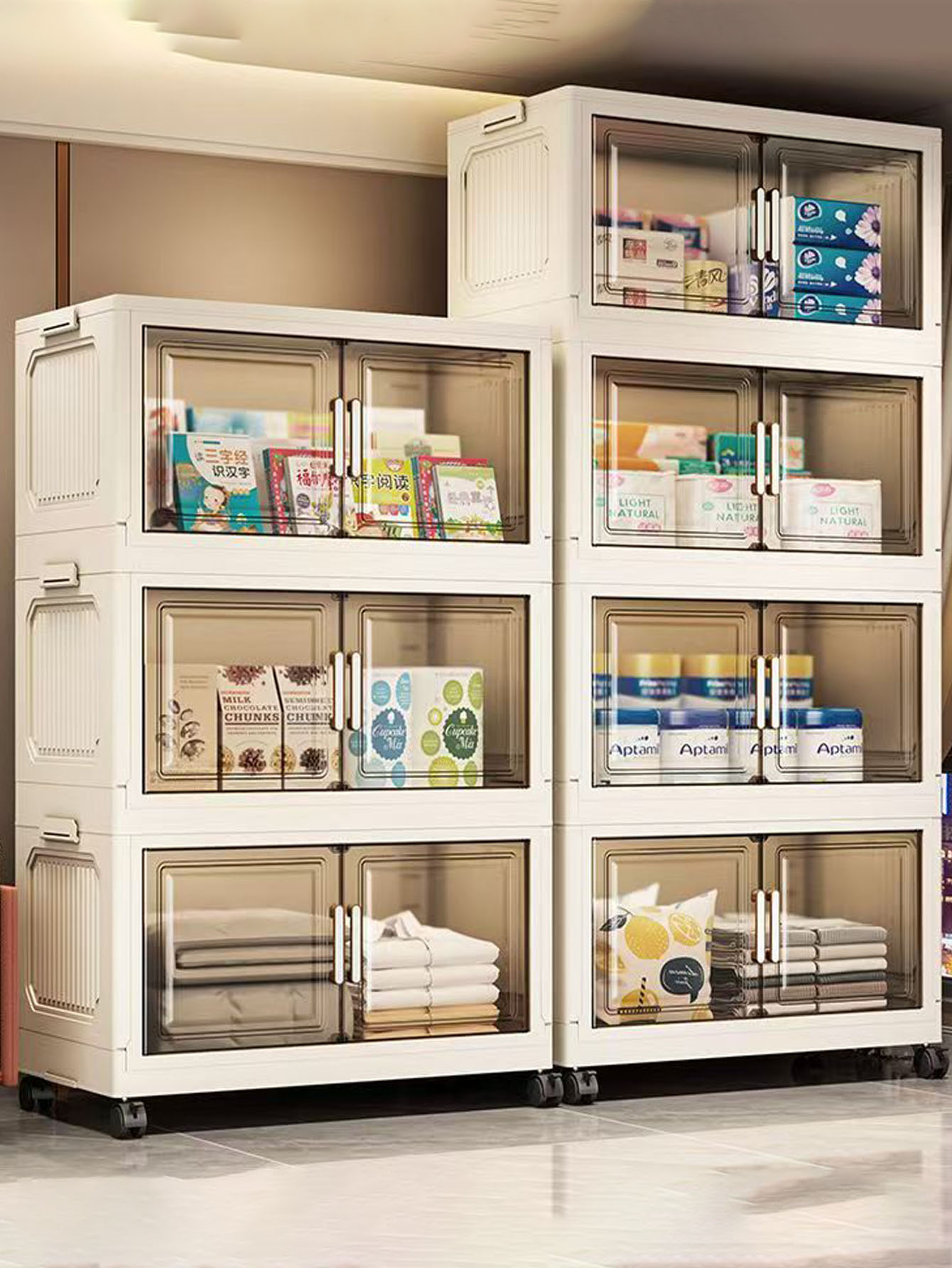 Armário de Armazenamento Dobrável Multifuncional de Grande Capacidade, Organizador de Guarda-Roupa à Prova de Poeira, Caixas de Armazenamento Fáceis de Instalar
