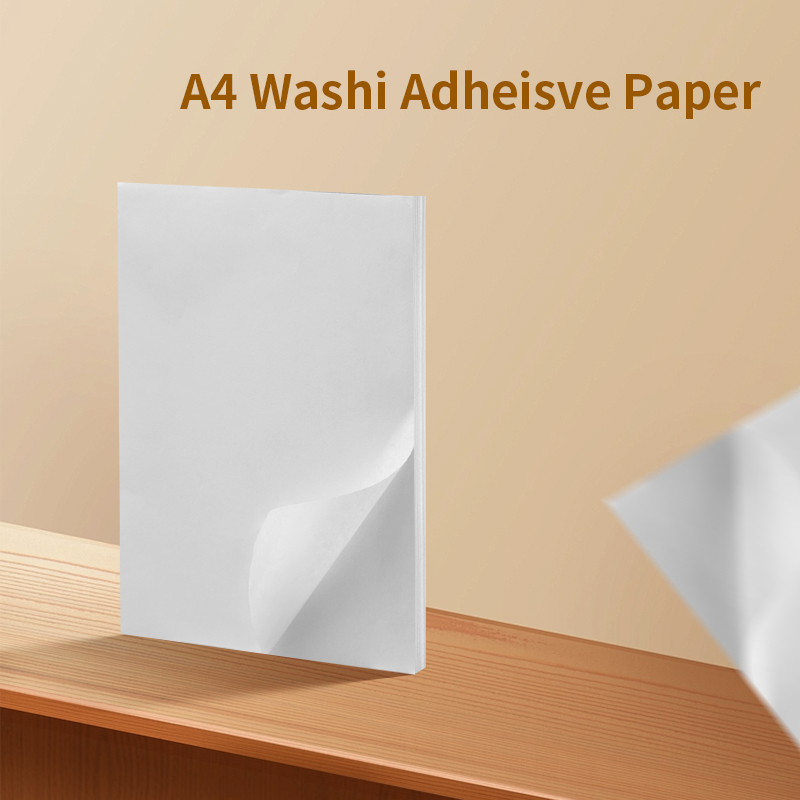 Papel Washi A4 Autoadhesivo, Material para Manualidades, Adhesivo Imprimible con Tinta Láser e Inyección, Papel Japonés Translúcido para DIY ﻿