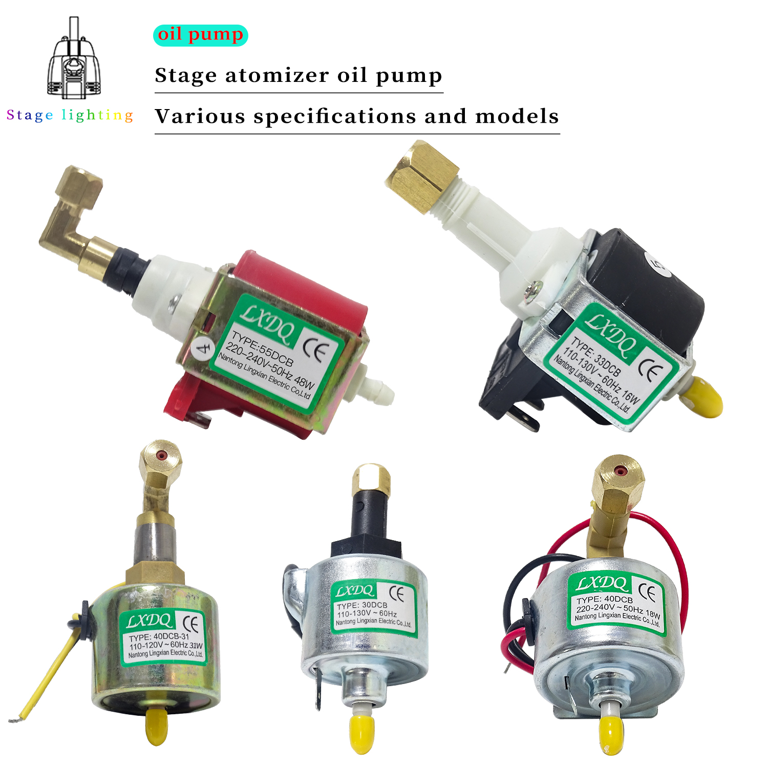 Bomba de aceite APump, bomba de potencia 55DCB 48W 40DCB 31W 30DCB 18W 110V o 220V utilizada para accesorios de máquina de niebla de humo, bomba electromagnética
