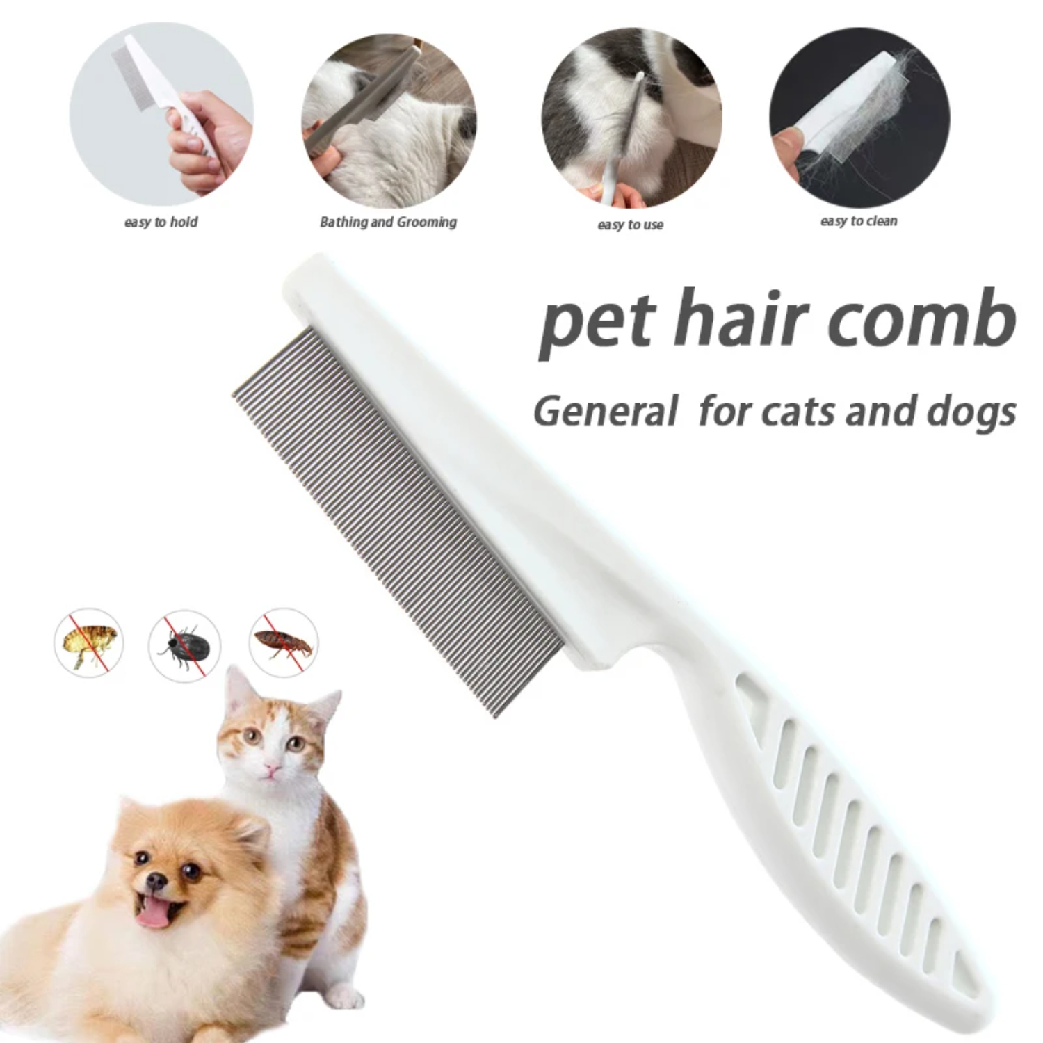 Pettine per le pulci per la toelettatura del cane Pettine per la cura degli animali domestici Spazzola per peli del gatto Rimozione delle pulci Pettine per massaggio Toelettatura degli animali Strumenti portatili Accessori per animali domestici
