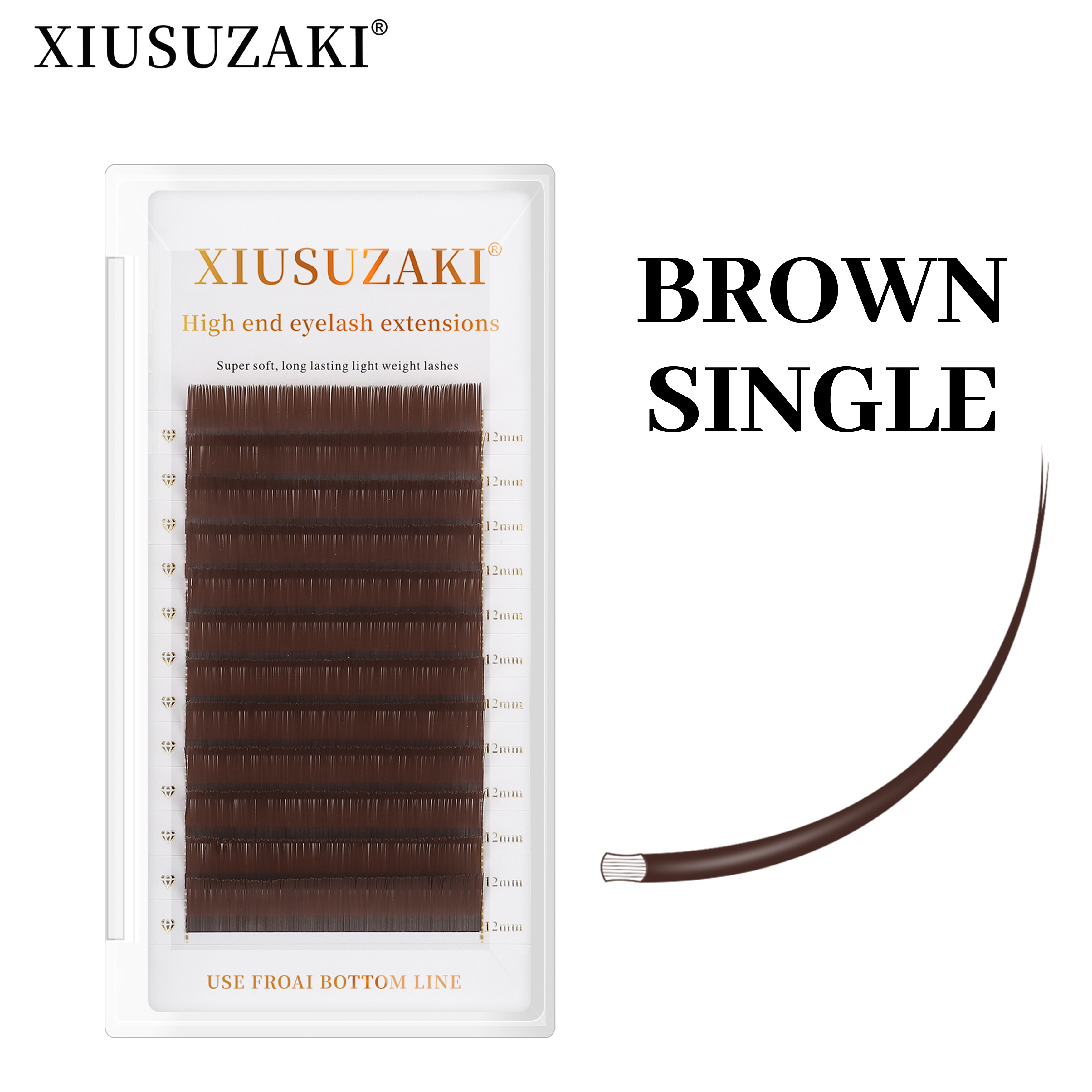 XIUSUZAKI Braun-Graue Flache Wimpernverlängerungen mit Geteilten Spitzen Klassische Individuelle Ellipsen-Flachwimpern Verlängerungszubehör Shop