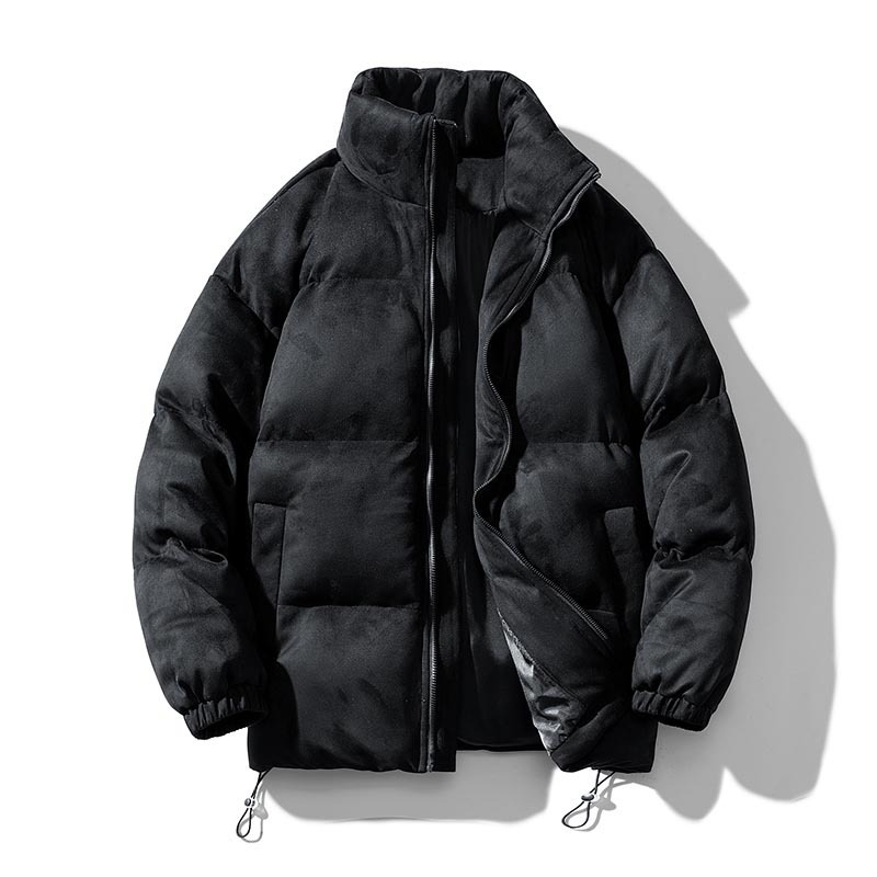 ฤดูหนาวผู้ชายเสื้อแจ็คเก็ตอุ่นแฟชั่นผู้ชายหนังนิ่มผ้าฝ้ายลง Parkas Men Stand Collar Thermal Windbreaker Jacket เสื้อผ้า