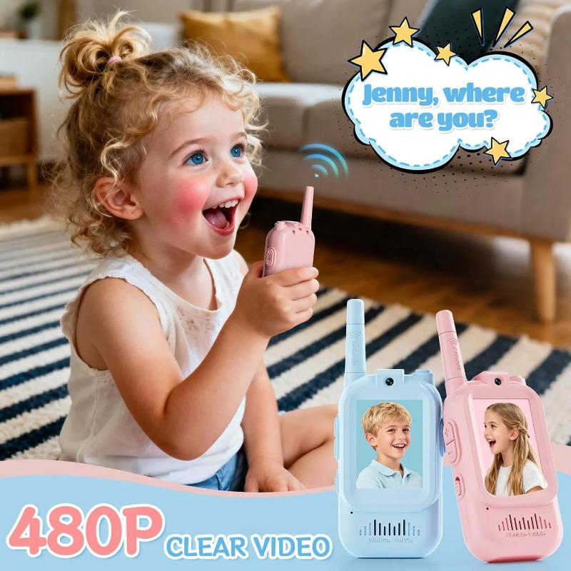 Walkie Talkies para Niños, Paquete de Radios Bidireccionales de Largo Alcance con Sonido Claro para Niños y Niñas de 3 a 12 Años, Juguete para Campamento, Senderismo y Aventuras al Aire Libre