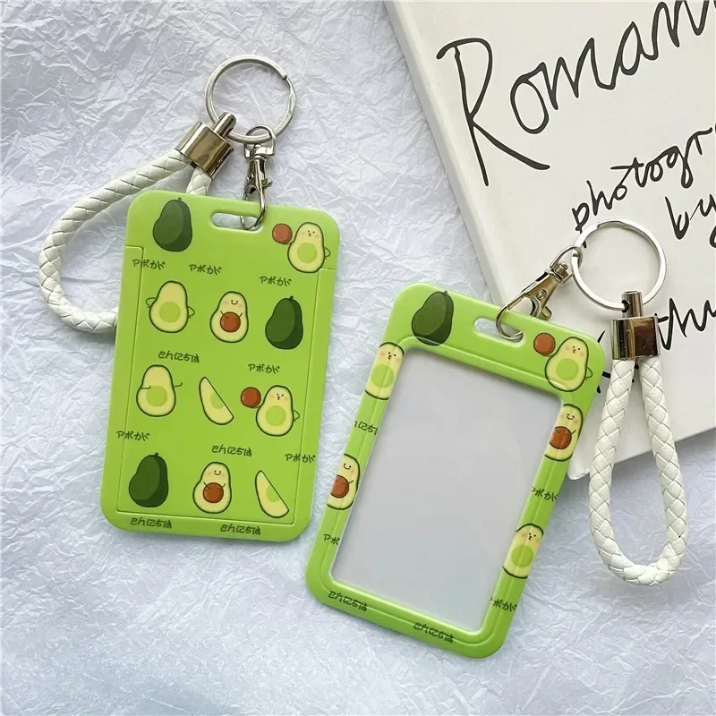 1Pc Cute Cartoon Student Bus ID Card Protective Cover Keyring Badge Card Holder Set Bank Business Credit Card ID Holder Case Bag