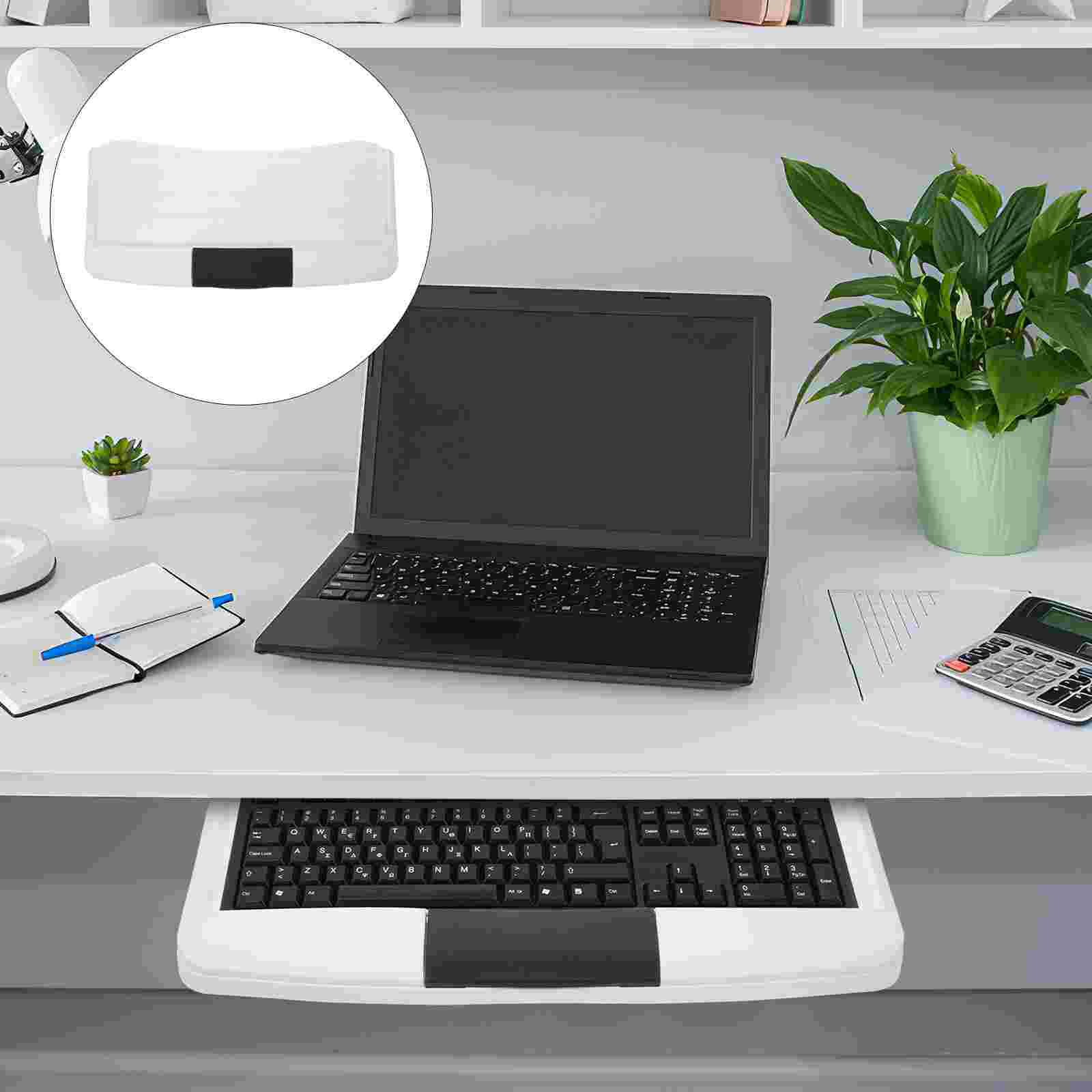Bandeja de suporte de teclado ajustável suporte de teclado de computador mesa tipo gaveta bandeja sob mesa bandeja de armazenamento multiuso