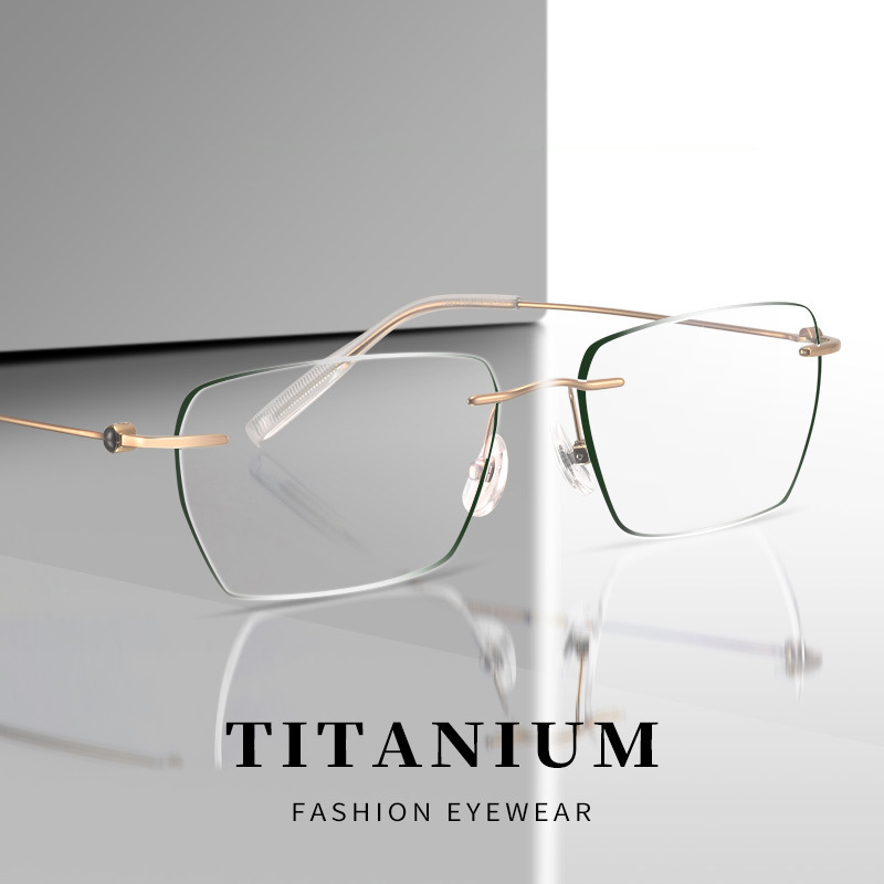 Marke Designer Replik Luxus Randlose Brillen Ultra-licht Reinem Titan Quadratische Rahmenlose Brille Männer Frauen Randlose Rahmen