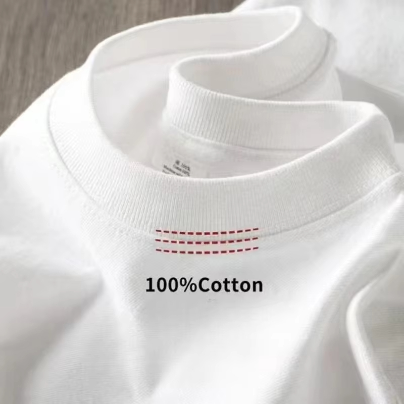 Kaos Pria Musim Panas 2026 Ramah Lingkungan Nyaman Putih Polos Bahan Katun Tebal Lengan Pendek Unisex Streetwear Fashion