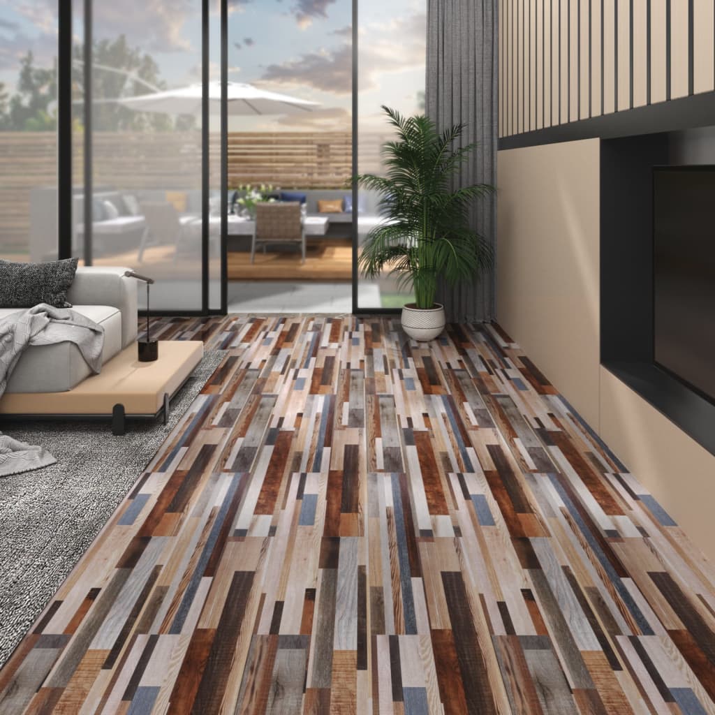 Planches De Plancher Pvc 4,46 M2 3 mm Autoadhésif Multicolore