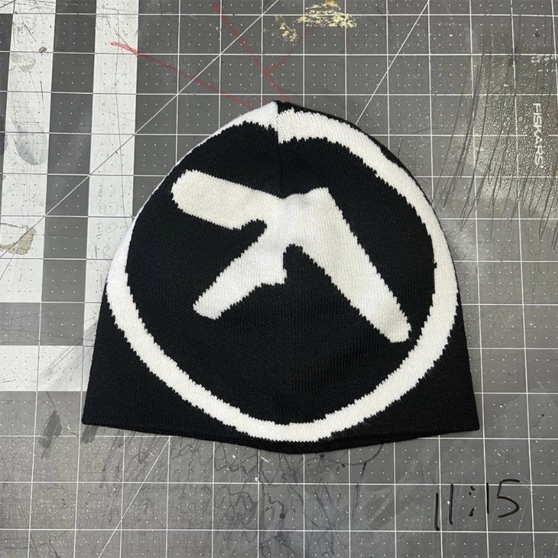 Aphex Twin Женская Шапка Вязаные Шапки Шапки Для Мужчин Y2k Уличная Одежда Зимняя Мода Пуловер Kpop Винтаж Гот Теплый Хип-Хоп Унисекс