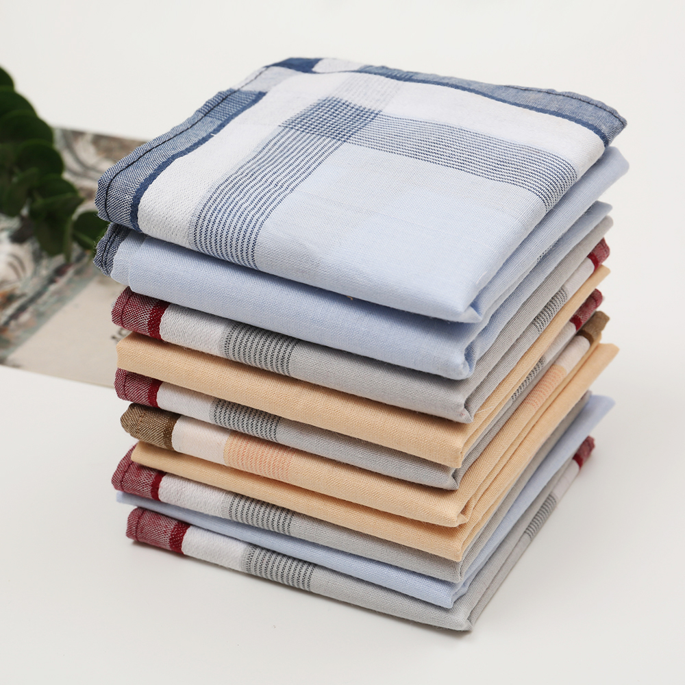 Men's Pure Cotton Yarn-Dyed Handkerchief, Old-Fashioned Nostalgic Thin Handkerchief, Soft and Comfortable Square Scarf, Universal for All Seasons, Wedding Supplies