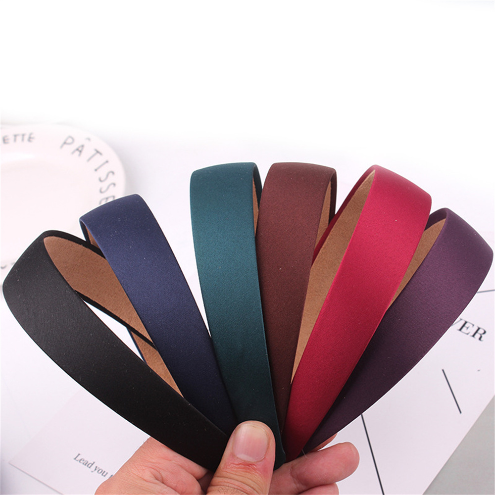 Diademas anchas lisas elegantes para mujeres y niñas, bandas para el cabello de satén a la moda, diadema, Aro para el cabello coreano, accesorios para el cabello