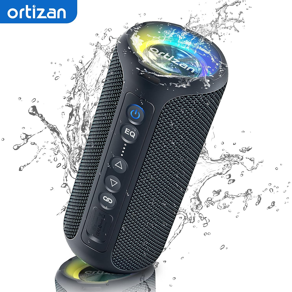 Altavoz Bluetooth portátil Ortizan X8 Pro, sonido potente de 40 W y graves mejorados, resistente al agua IPX7, emparejamiento TWS, luces RGB, entradas TF/AUX, altavoces inalámbricos Bluetooth 5.3 para el hogar y exteriores