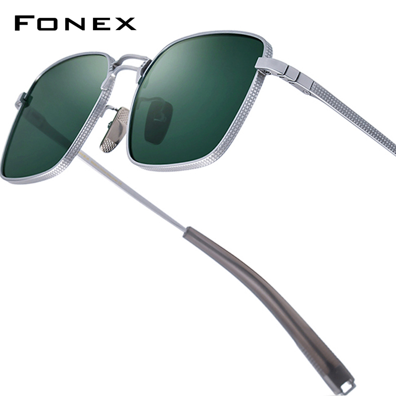 FONEX Titanium Kacamata Hitam Pria Merek Terkenal Desain Retro Vintage Square High-End Kualitas Jepang Ultralight Berjemur Kacamata DRX-8827