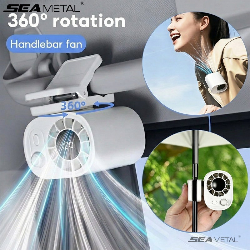 SEAMETAL Clip-On autoventilator 360 °   Draaibare draagbare ventilator met 100 snelheden, meerdere standen, lange levensduur, lichtgewicht, USB-oplaadbaar