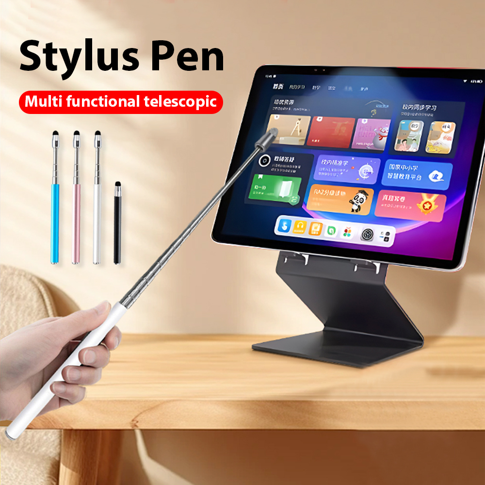 หน้าจอสัมผัสปากกาสไตลัส Retractable Universal ปากกาสําหรับโทรศัพท์แท็บเล็ต Finger Reading Sticks Telescopic Rod การสอนเครื่องมือการประชุม