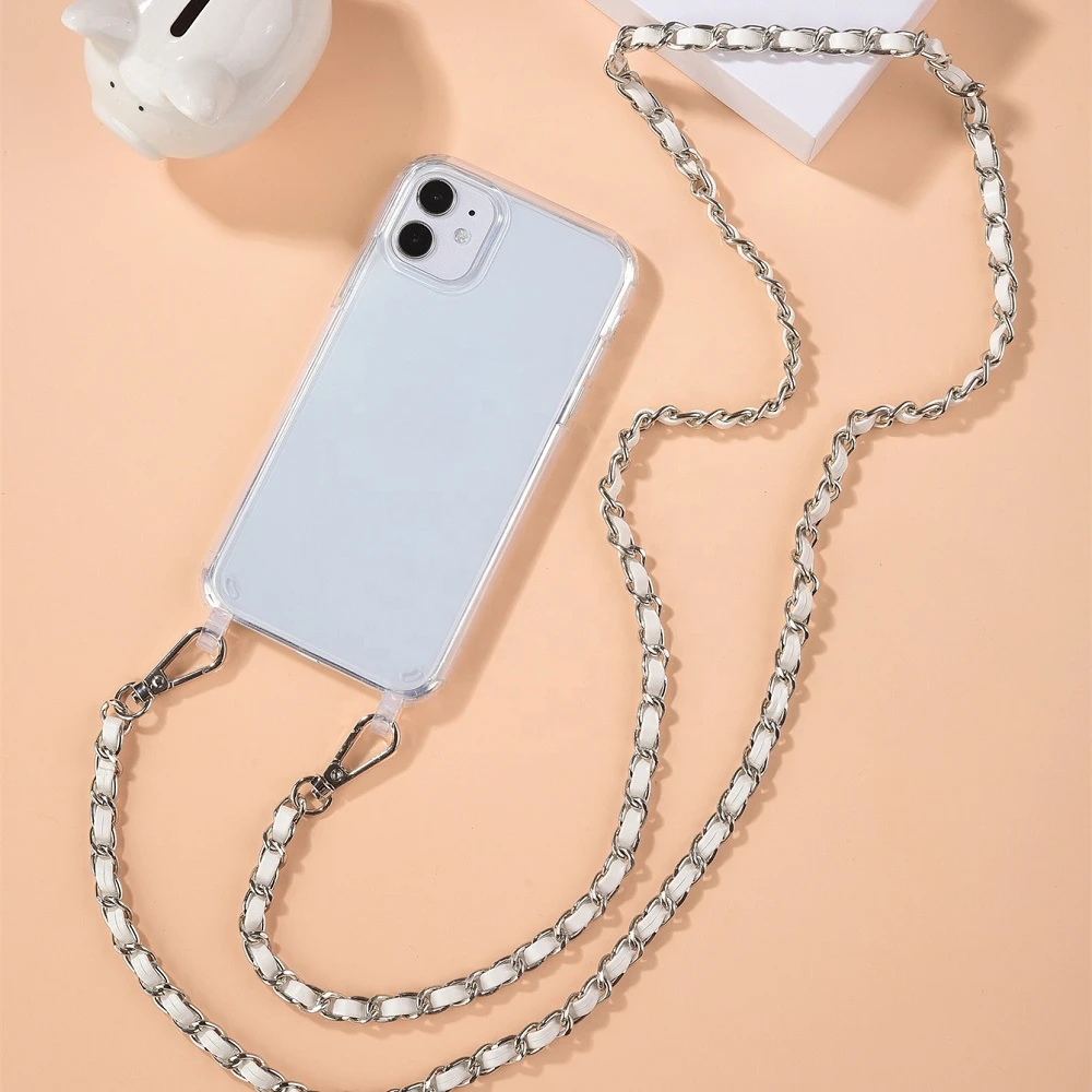 Custodia Antiurto in Acrilico con Lussuosa Catena di Perle e Tracolla per Samsung Galaxy S26 S25 S24 Ultra S23 FE S22 Plus