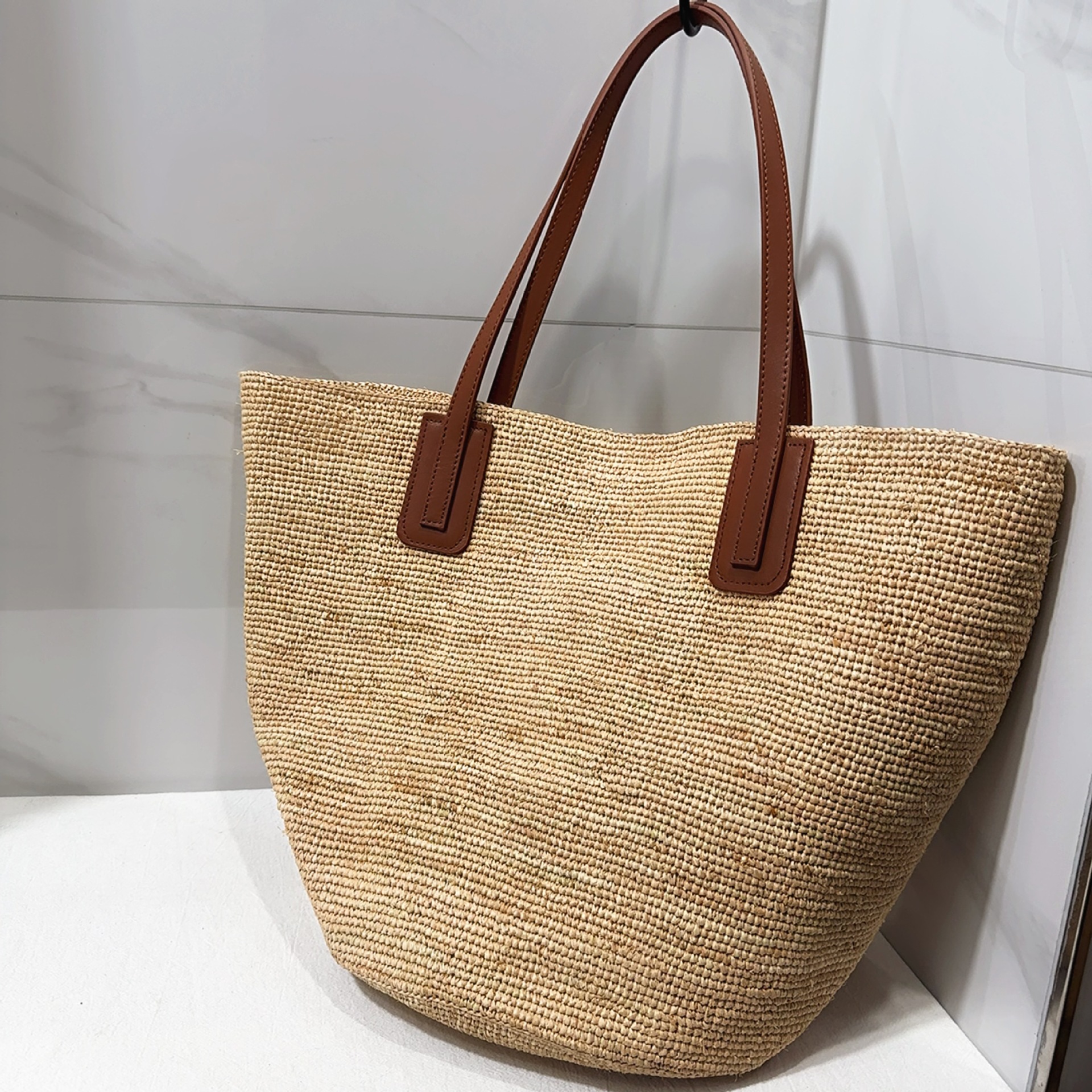 Sac fourre-tout en paille décontracté avec lettres de styliste pour femmes, sacs à main de grande capacité tissés à la main, sac de plage d'été, sacs à main de Shopping de banlieue