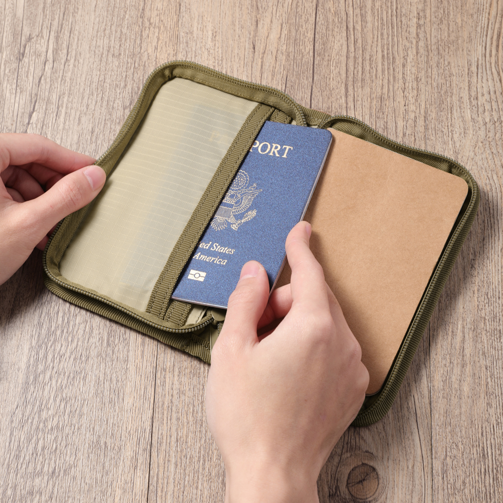 Couverture de Journal de Poche en Toile avec Fermeture Éclair, pour Ordinateur Portable, Passeport, Téléphone, Stylo, Carte, Argent, Activités de Plein Air