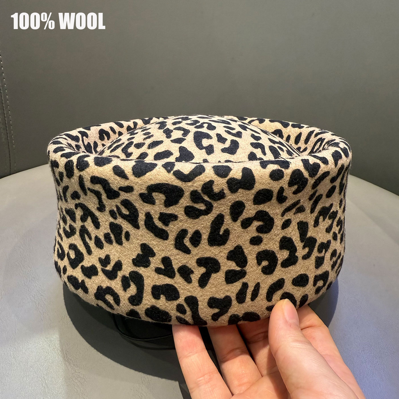 Nova tendência retro comissário de bordo leopardo impressão chapéu feminino lã feltro boina festa encantador chapéu casamento cocktail festa pillbox chapéu