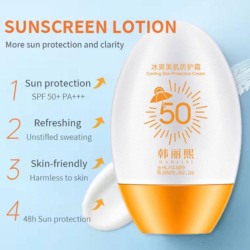 SPF50+ PA+++ Sonnencreme mit Kühlender Wassertropfen-Textur Sofort Aufhellende Sonnenschutzcreme Wasserfest Langanhaltende Gesichts- und Körperpflege