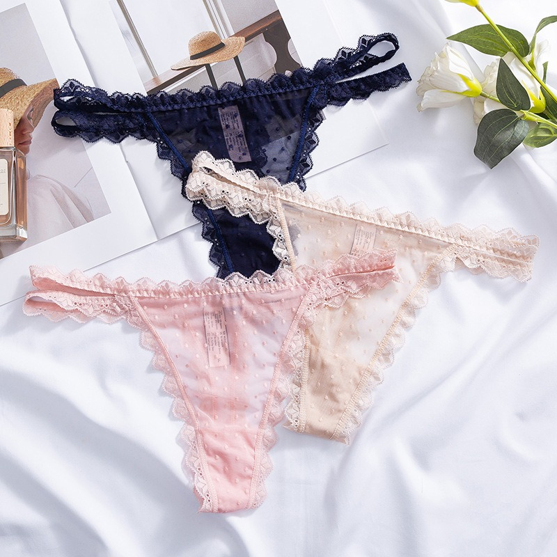 Sexy Lace G-String Panties Women Mesh Thong Underwear Low Waist Solid Color Underwear Seamless Femlae Underpants Sexy Lingerie