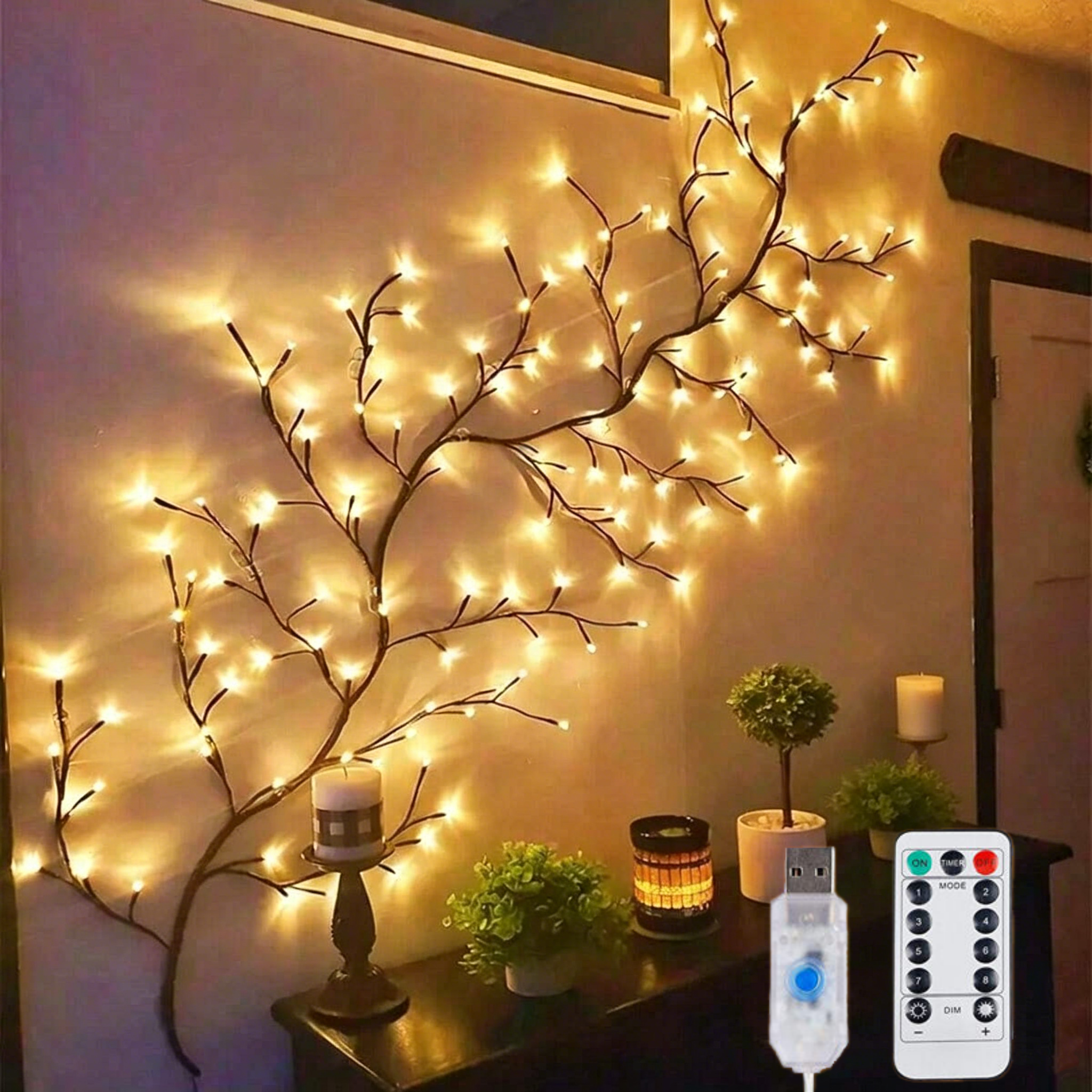 144 LED Ranken-Lichterkette, Künstliche Weidenranke, USB-betrieben, Biegbar, DIY Innenbeleuchtung für Schlafzimmer, Wand, Feiertage