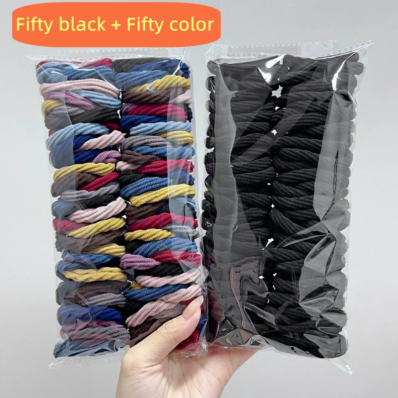 50/100 Pezzi Elastici per Capelli da Ragazza, Colori Misti, Versione Coreana, Alta Elasticità e Durata, Accessori per Capelli Semplici ed Eleganti