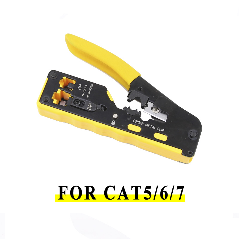 多機能ネットワークプライヤー圧着ツールcat5 cat6 cat7 rj45パススルーオールインワンez圧着ツールrj11 r12 rj45用