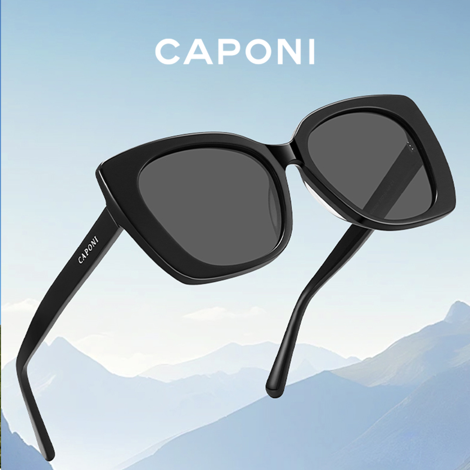 CAPONI ไนลอนโพลาไรซ์แว่นตากันแดดผู้หญิงคุณภาพสูง Acetate แว่นตา UV400 ป้องกันแฟชั่นแว่นตากันแดดขนาดใหญ่ CP24062