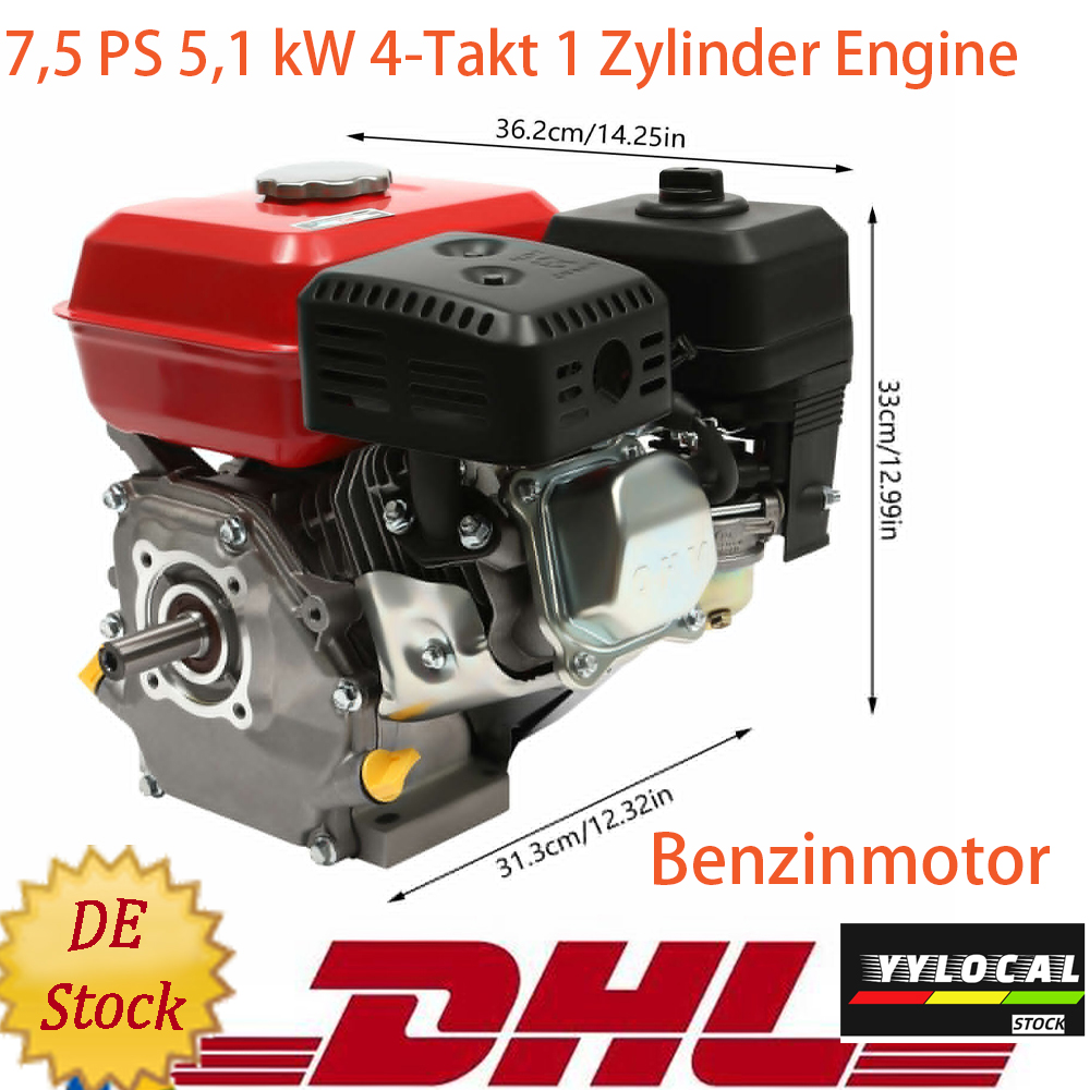 4-takt Motoren Benzine Benzinemotor 1 Cilinder Luchtkoeling 7,5 Pk Kart Motor Rotavator Hogedrukreiniger Motor 5100W/4000W