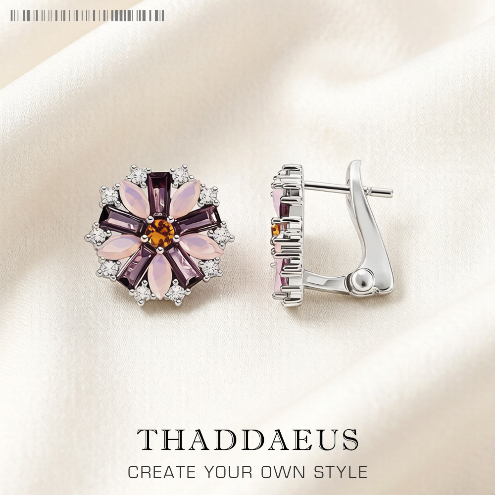 Clip para la oreja, flor colorida, joyería fina de la suerte y la felicidad de estilo europeo para mujer, nuevo regalo bohemio de Plata de Ley 925 2022