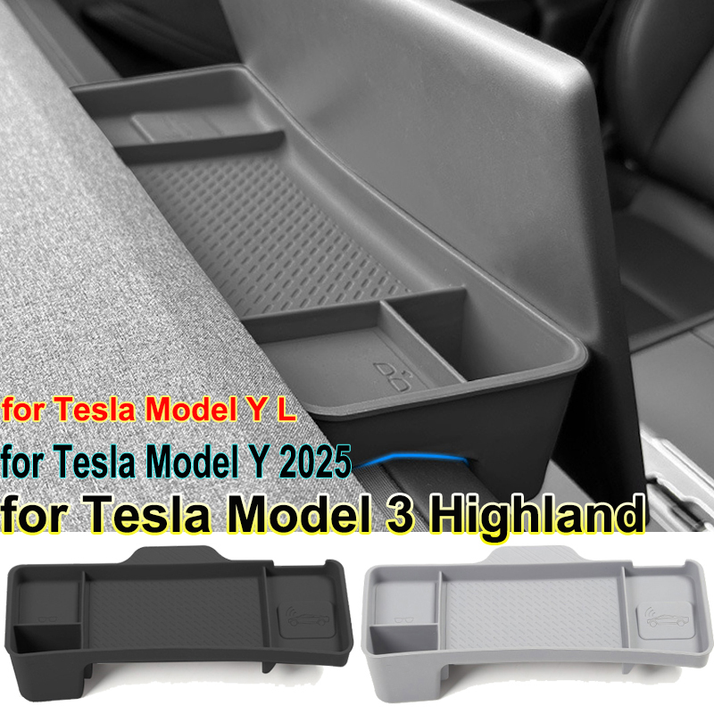 Plateau de rangement pour tableau de bord Tesla modèle 3 Highland, panneau en Silicone Model Y L 2026 2025, organisateur arrière d'écran, boîte à mouchoirs, porte-lunettes