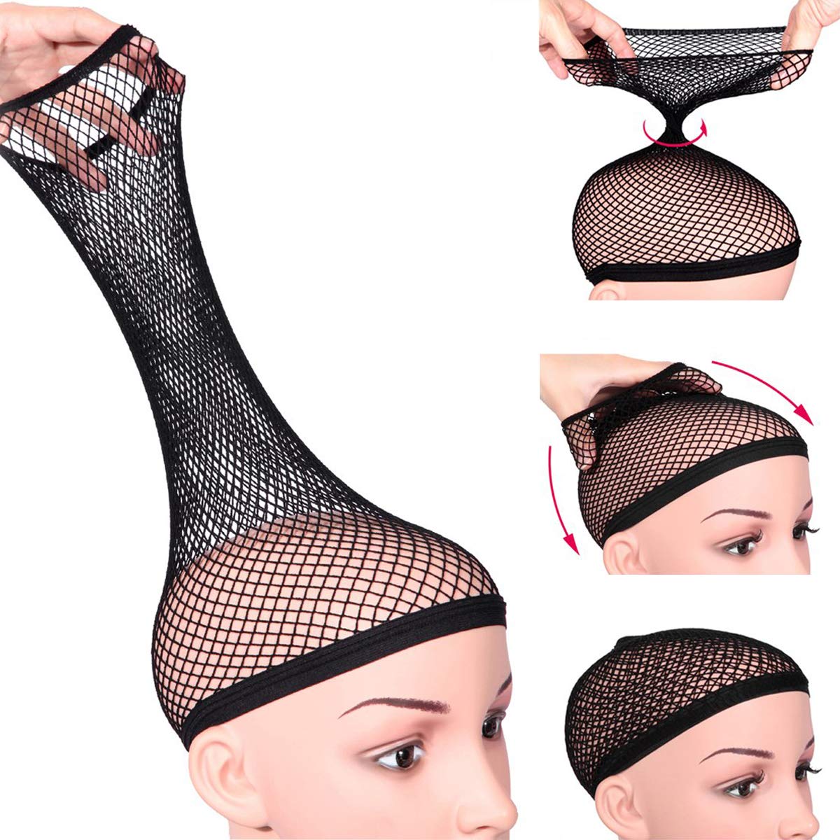 Gorro de malla para peluca, malla para cabello largo, Red de pelo para peluca, negro, Dream lover