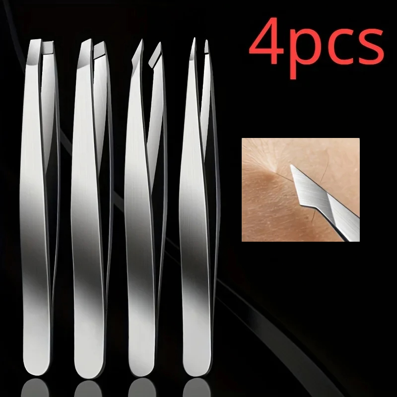 4-delige set Professionele pincetset Perfect voor wenkbrauwontharing Splinter Zeer moeiteloos en ontspannen om te verwijderen
