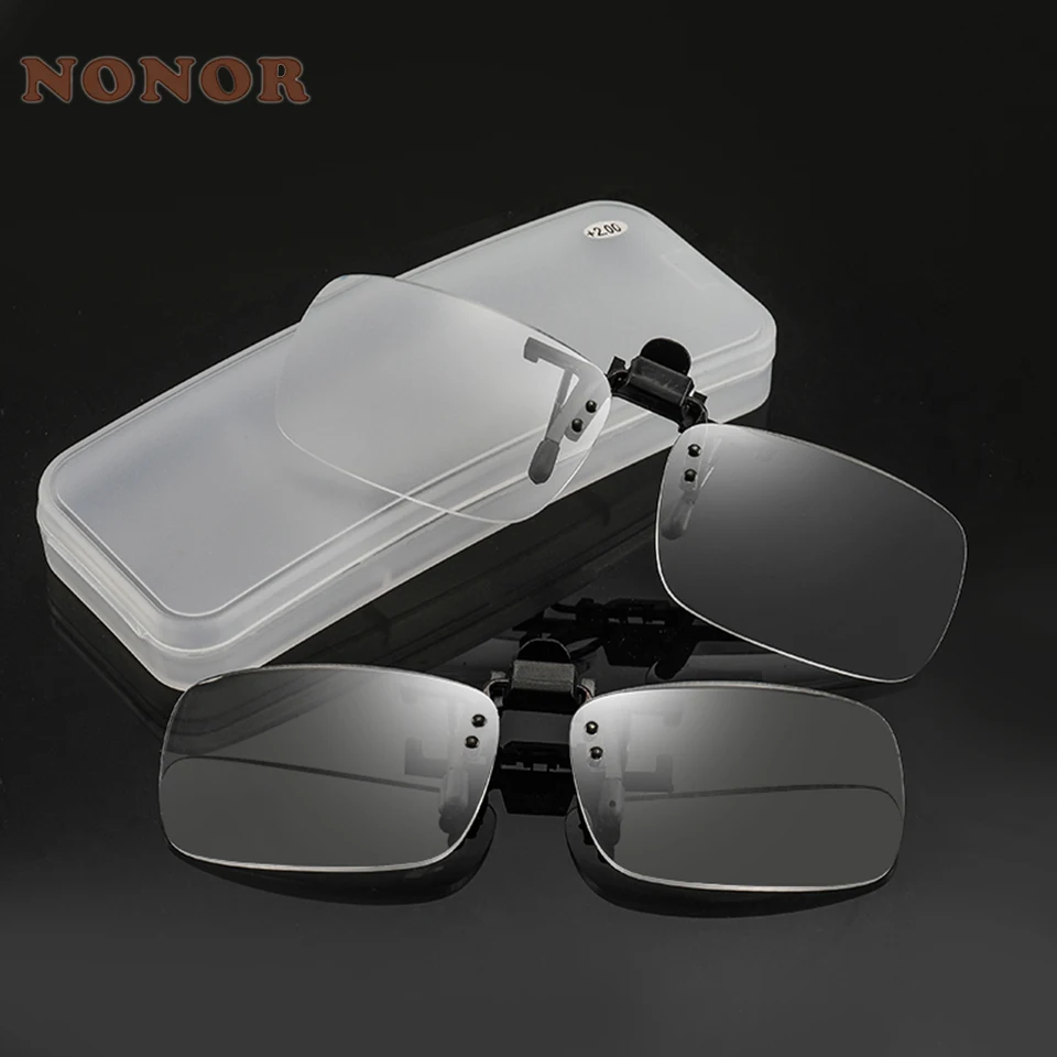 NONOR Clip unisex su occhiali da lettura anti luce blu lente d'ingrandimento donna uomo occhiali da presbiopia portatili senza montatura clip lente