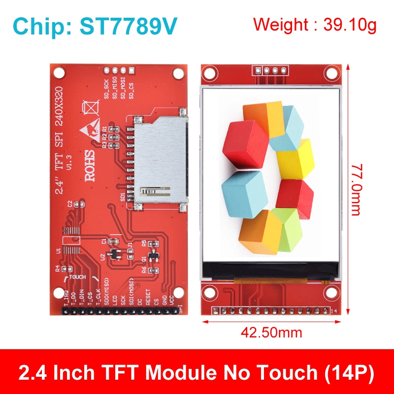2.4 "2.4 인치 240x320 SPI TFT LCD 직렬 포트 모듈 + 5V/3.3V PBC 어댑터 Micro SD ILI9341 / ST7789 화이트 LED Arduino