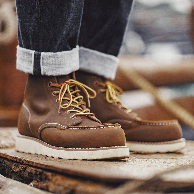 Maden vintage 875 botas de tornozelo genuíno couro de cavalo louco dedo do pé redondo durável botas de renda de cano alto para outono inverno sapatos de trabalho