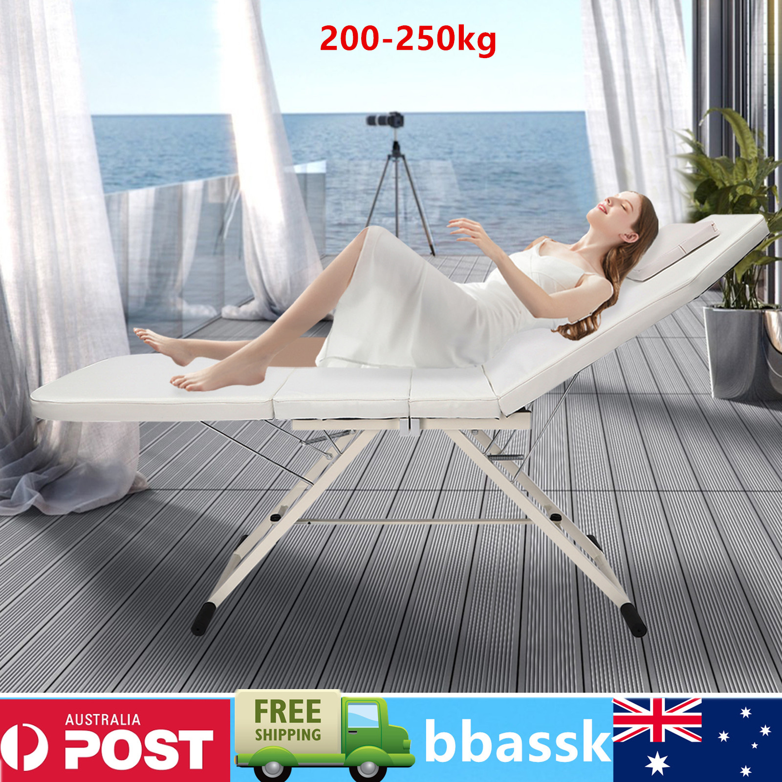 3-Section Folding Table Adjustable Portable Beauty Cosmetic With Storage Bag For Spa Tattoo Massage Bed