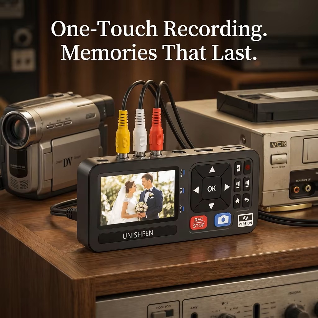 UNISHEEN Old Camcorder Converter Casette MP3 Reel Mini Small VHS Tape to Flash Digital Video Camera Recorder with 3" Screen