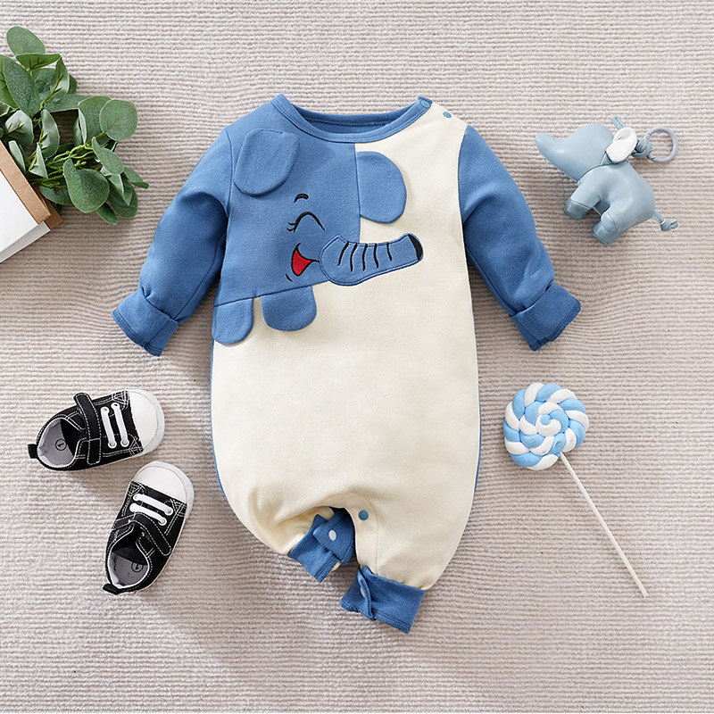 Vestiti stampati elefante primavera e autunno neonati maschi vestiti per ragazze cartone animato 0-18 mesi neonato neonato manica lunga stampa