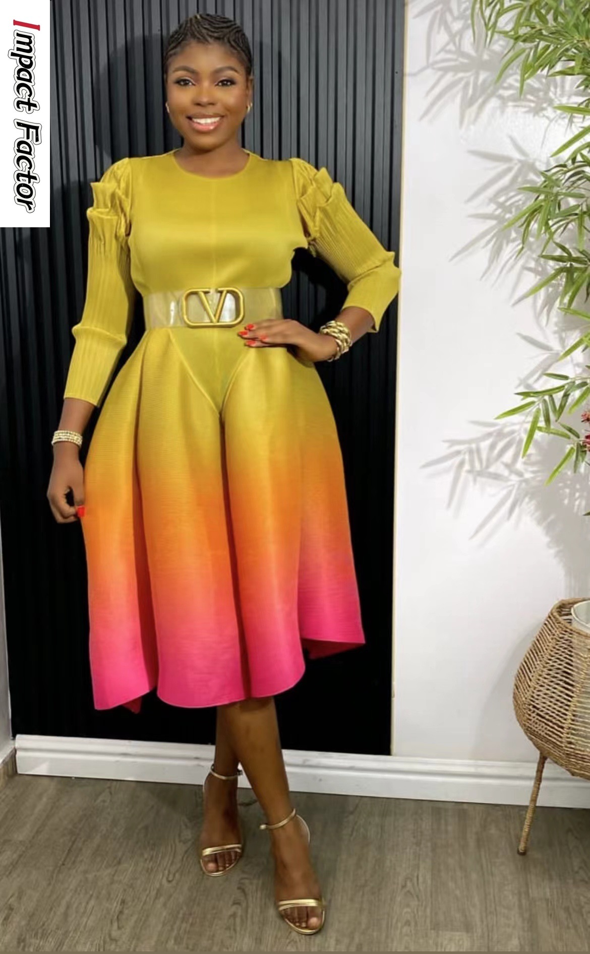 Miyake-vestido plisado De tres casas para mujer, De cuello redondo ropa holgada, manga larga, dobladillo cónico, esponjoso, De Fiesta, novedad De 2024