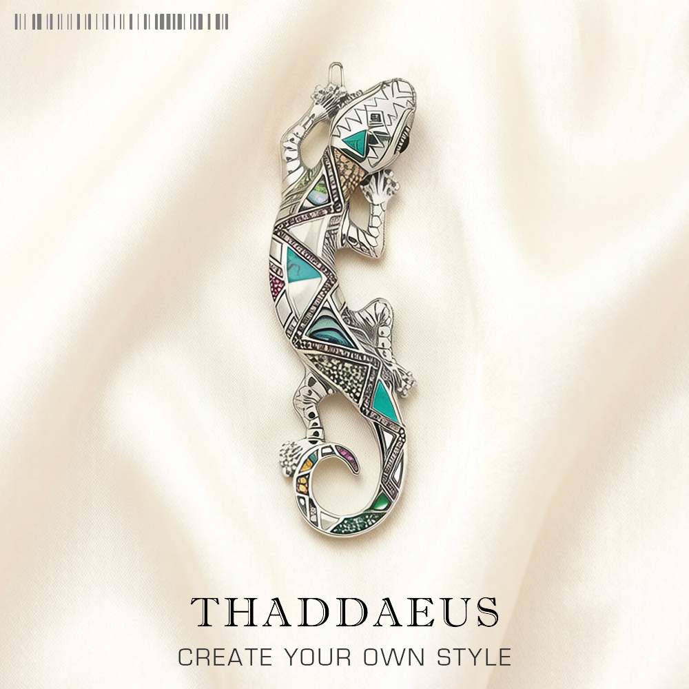 Pendentif lézard coloré d'Arizona, nouveaux bijoux d'été, style bohème, en argent sterling 925 véritable, design graphique, cadeau pour femmes et hommes