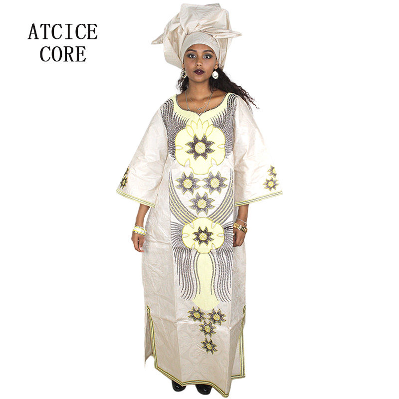 Vestidos africanos para mujer Bazin Riche bordado diseño vestido largo con bufanda conjunto de 2 piezas