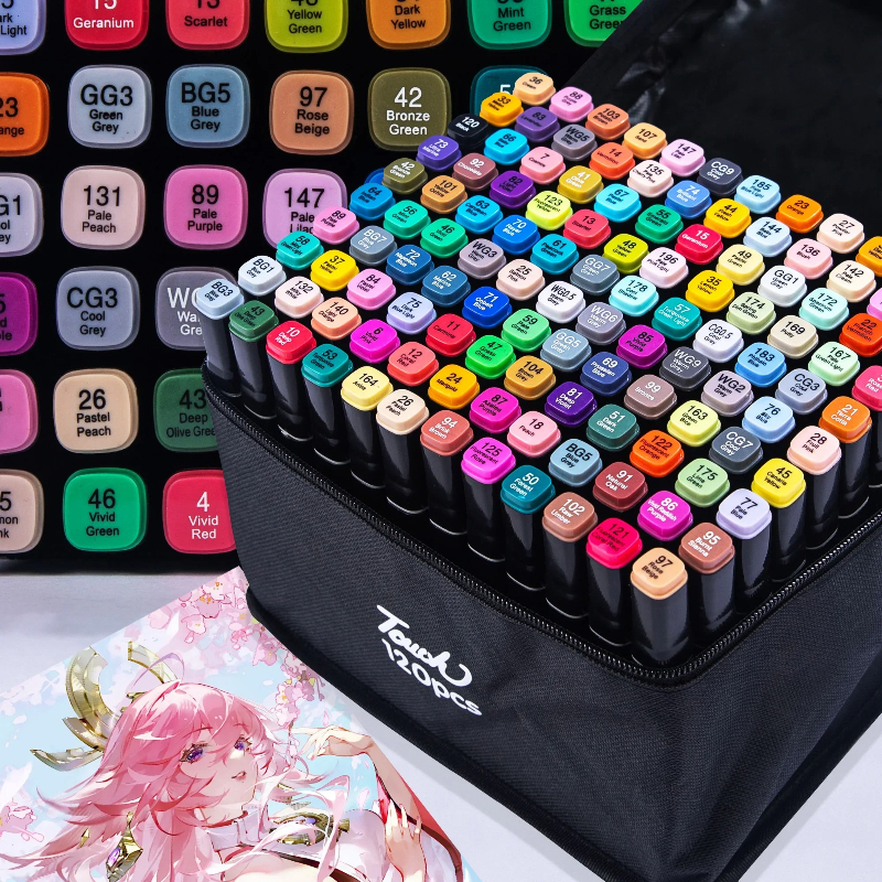 Juego de rotuladores de arte aceitoso de doble cabeza, 24-80 colores, para dibujar bocetos, marcadores a base de punta aceitosa, Graffiti, Manga, suministros de arte escolar